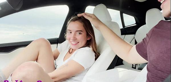  Sexy Petite Teen Almost Getting Caught Fucking on Road Trip